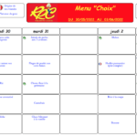 menu du 30 mai au 6 juin 2022