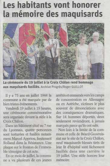 Commemoration 19 Juillet 1944